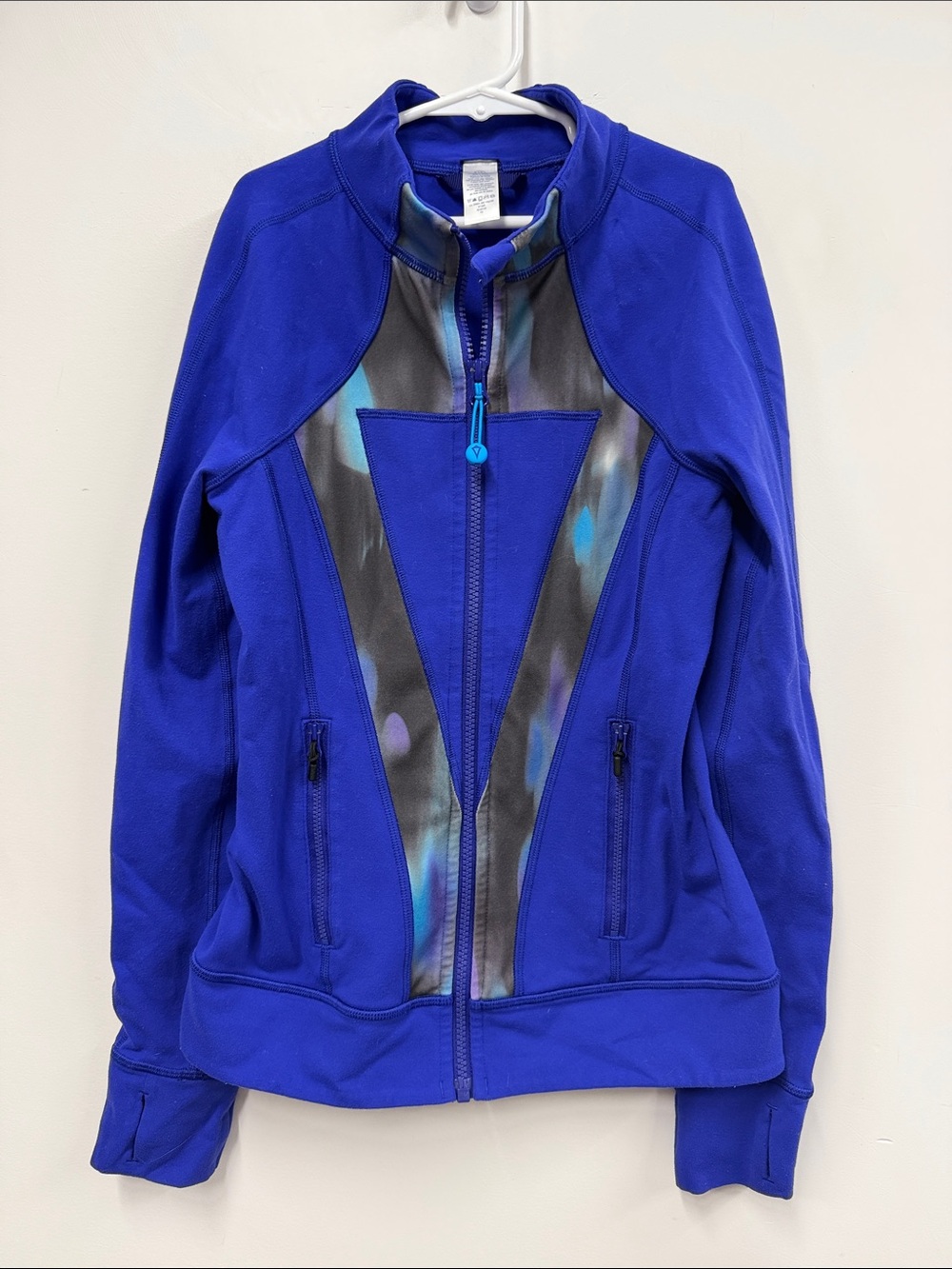 Ivivva Electric Blue Active Zip Jacket with Patterned Front girls 12